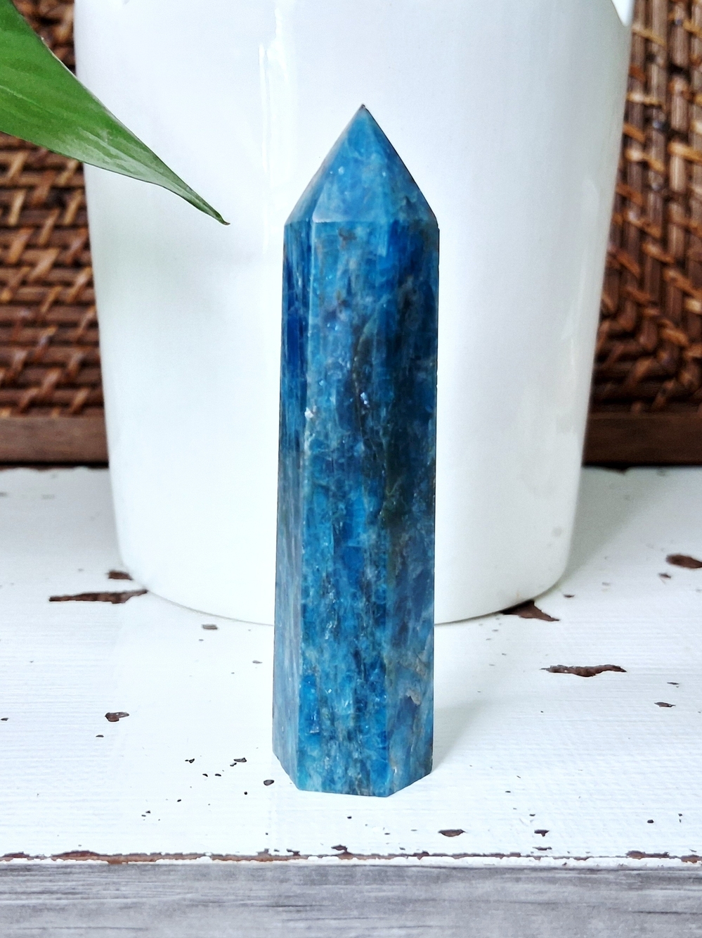 Blue Apatite Crystal Obelisk Tower Decorative Home Accent